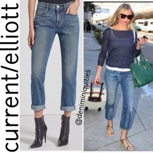 Current/Elliott The Fling Cropped / Cuffed Boyfriend Jeans